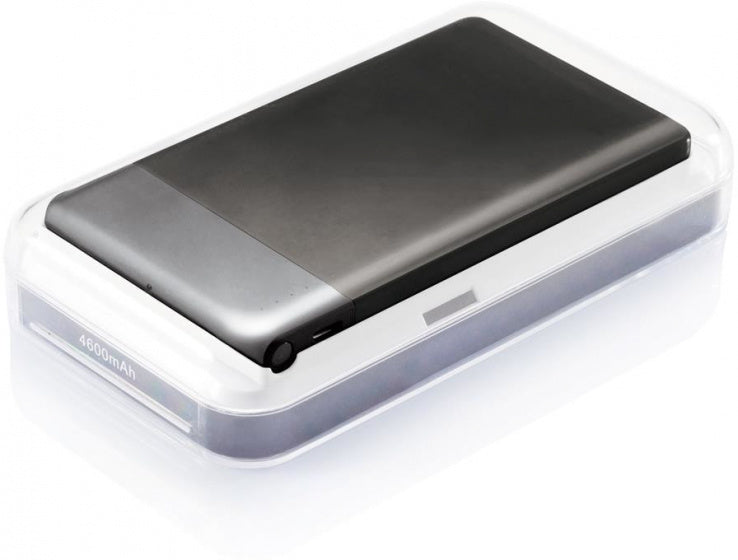 powerbank 4600 mAh 12,5 x 7 cm ABS zwart/grijs