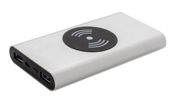 powerbank draadloos 10.000 mAh 12,5 cm alu zilver