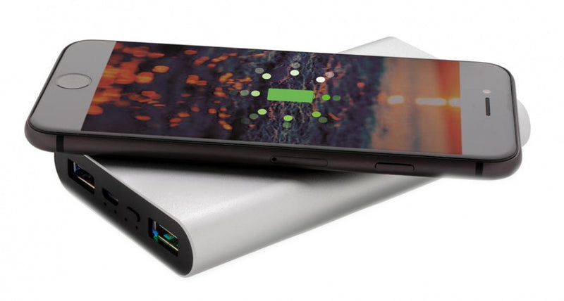 powerbank draadloos 10.000 mAh 12,5 cm alu zilver