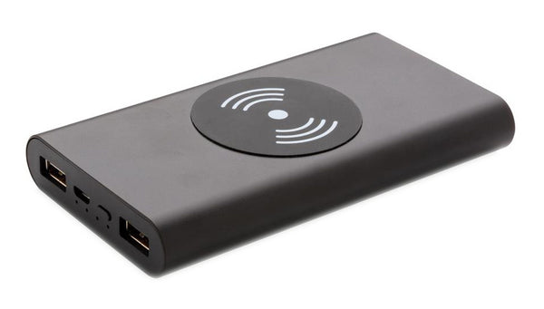 powerbank draadloos 10.000 mAh 12,5 cm alu zwart