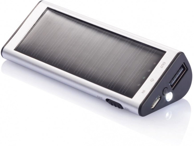 powerbank op zonne- energie 9,7 cm zilver