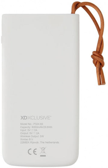 powerbank 8000 mAh 14 x 7,1 cm ABS/aluminium wit