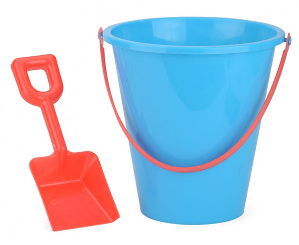 strandemmer met schep 22 cm blauw/rood 2-delig