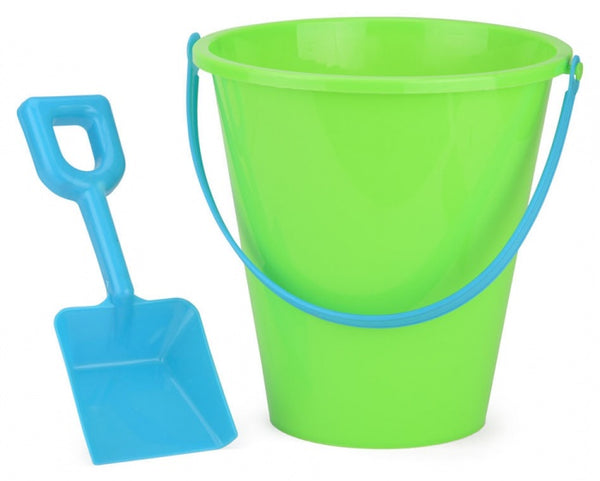 strandemmer met schep 22 cm groen/blauw 2-delig