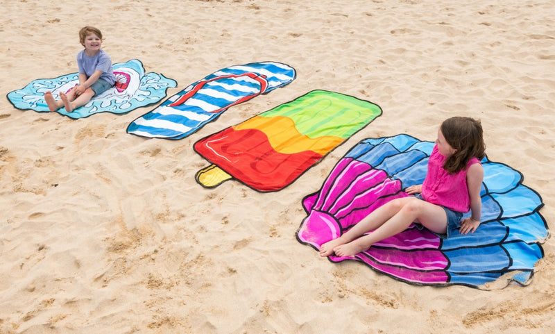 strandlaken schelp 150 x 150 cm blauw/roze