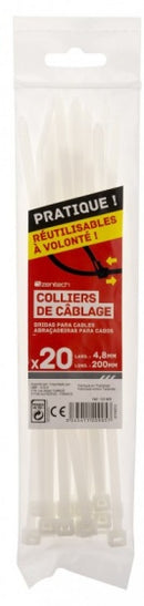 herbruikbare kabelbinders 4,8x200 mm transparant 20 stuks