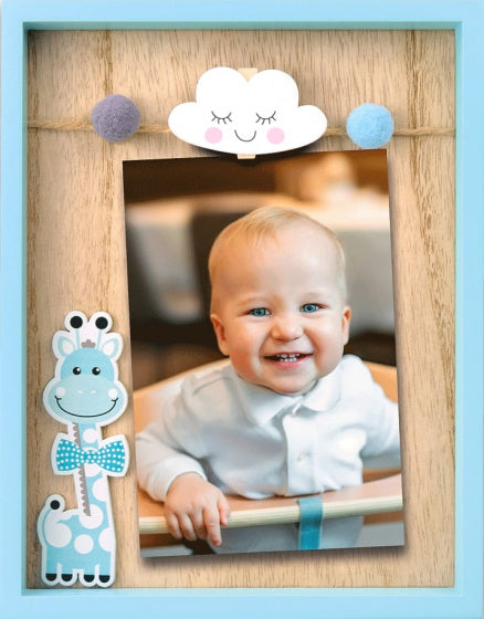 fotolijst Ryan jongens 10 x 15 cm hout naturel/blauw