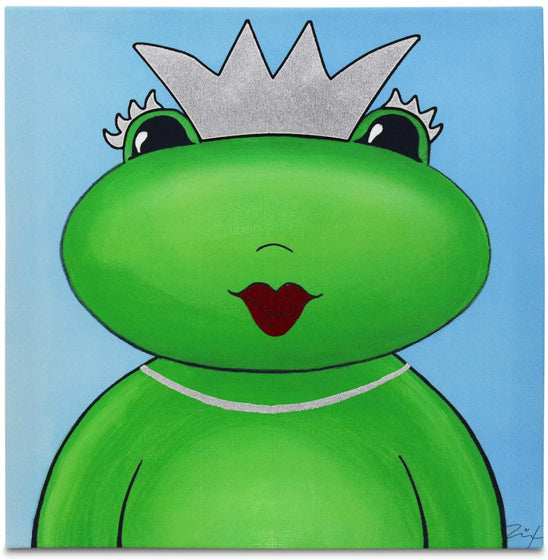 schilderij Kikkerkoningin meisjes 30 cm canvas groen