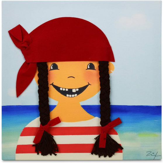 schilderij Piraat Paula meisjes 30 cm canvas rood/blauw