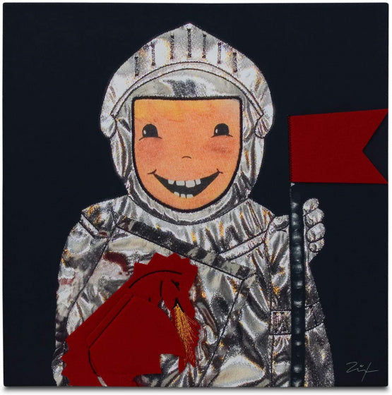 schilderij Ridder Rob jongens 30 cm canvas zwart/grijs