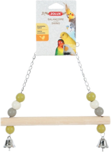 Zolux Schommel Hout Met Kralen / 2 Bellen / Ketting Assorti 10X22X26 CM